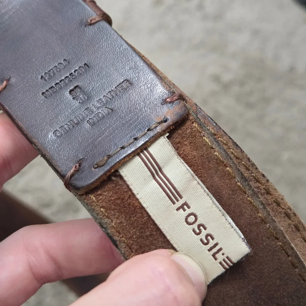 Fossil Leather Belt Mens MB9225201 38 Brown Genuine Leather Vintage Classic